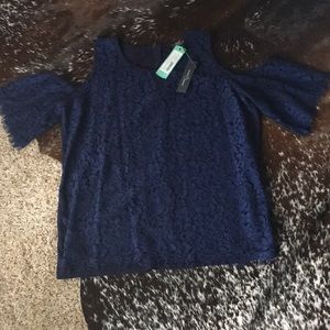 Market and Spruce Lace Front Off Shoulder Top